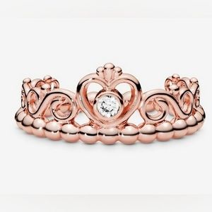 Authentic NEW Pandora Tiara Croqn Ring SIZE 5 14K RG Plated CZ